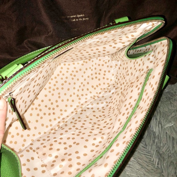 Vintage Kate Spade New York Wellesley Rachelle Apple Green Leather Satchel Large - Picture 4 of 13